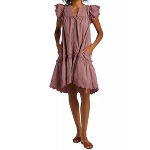 Sea NY Heart Quilt Petal Sleeve Tiered Dress size S